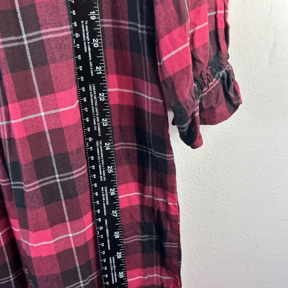 Eileen West womans in full swing nightgown new red pink plaid flannel Pjs dress - Picture 12 of 16